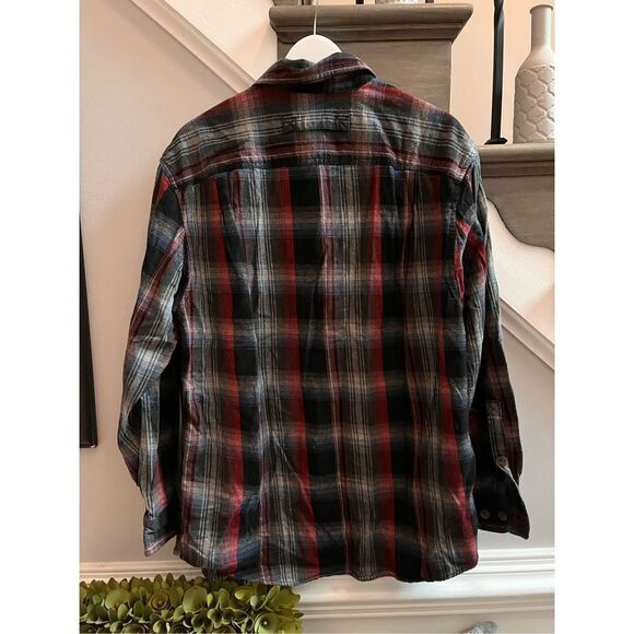 Duluth Trading Red & Gray Plaid Relaxed Fit Flannel Shirt sz M - Picture 6 of 7